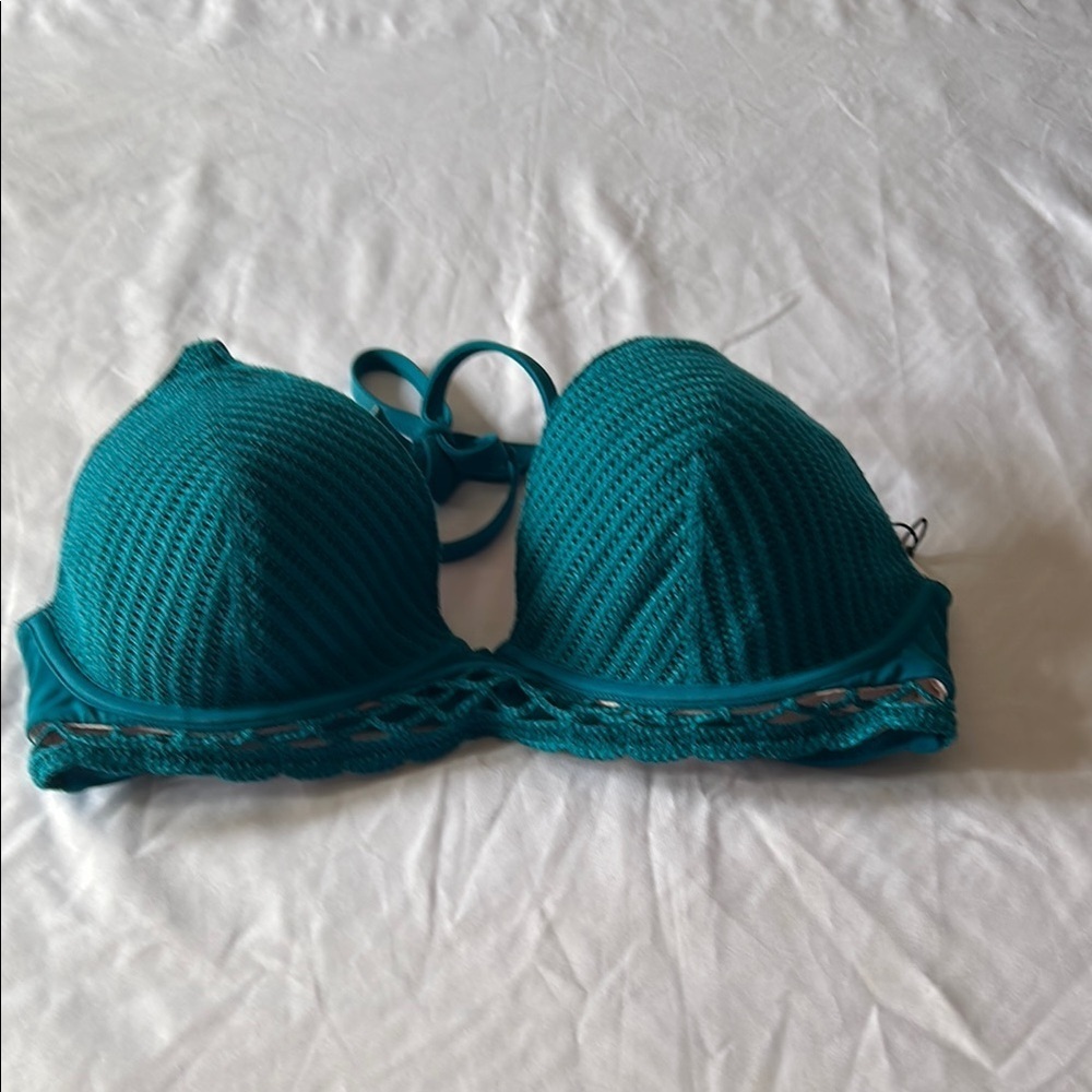 Shade & Shore Turquoise Textured Bikini Top